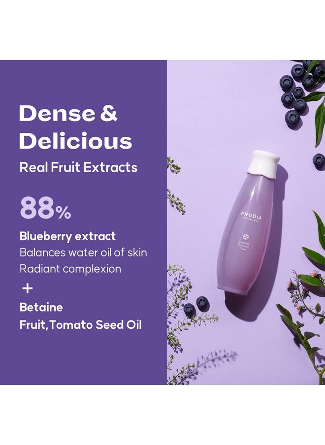 WELCOS FRUDIA Blueberry Hydrating Toner | Moisturizing Toner w/Blueberry Extract, Vegan Panthenol, WS BS Care EX | Korean Skin Care Toner for Sensitive Skin | Face Toner for Men & Women (6.59 fl oz)