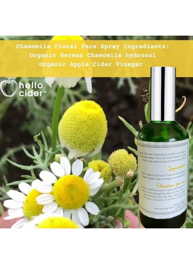 Chamomile HYDROSOL FACE Toner - Organic Floral Water to Hydrate, Calm & Sooth Sensitive Skin, Prevent Acnes, Restore pH All Skin Types & Children. USA Made - Hello Cider
