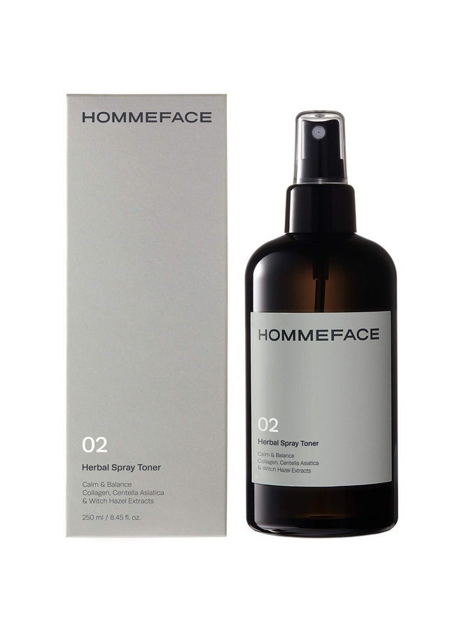 HOMMEFACE Men’s Herbal Spray Face Toner, 8.45 fl. oz. - Alcohol-Free, Hydrating and Balancing Facial Mist with Witch Hazel, CICA Extract, Anti Aging, Aftershaving, for All Skin Types