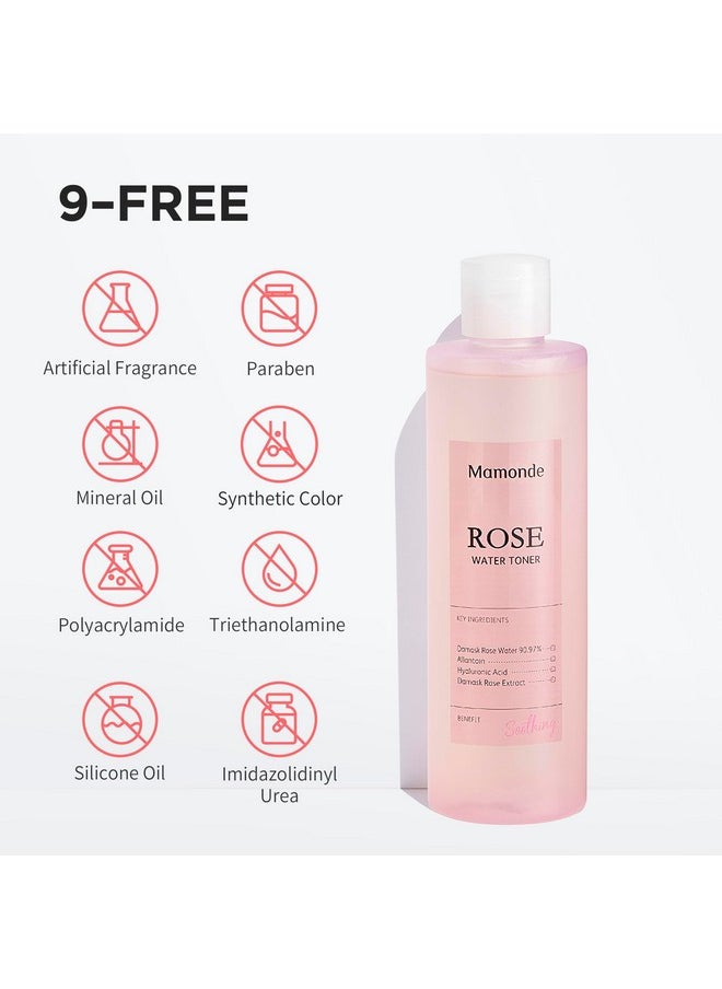 Mamonde Rose Water Vegan Toner for Face - Vegan Korean Toner, 90.97% Pure Rose Water Toner, Organic Certified, Soothing and Hydrating, Alcohol-Free, Korean Skin Care, 8.45 Fl Oz