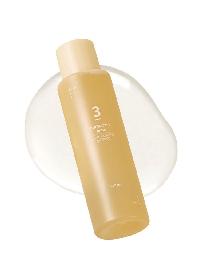 numbuzin No.3 Super Glowing Essence Toner | Skin Radiance, Pore Tightening, Skin Texture, Hydration | Fermented Ingredients, Niacinamide, Galactomyces | Korean Skin Care | 6.76 fl oz