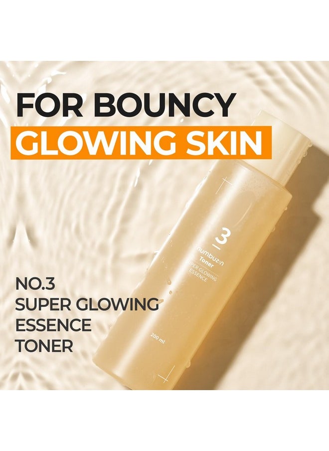 numbuzin No.3 Super Glowing Essence Toner | Skin Radiance, Pore Tightening, Skin Texture, Hydration | Fermented Ingredients, Niacinamide, Galactomyces | Korean Skin Care | 6.76 fl oz