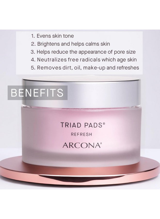 ARCONA Triad Pads - Cold Processed Cranberry and Rice Toner, Brightening Toner Pads for Face, 45 Facial Toner Pads. Made in The USA.