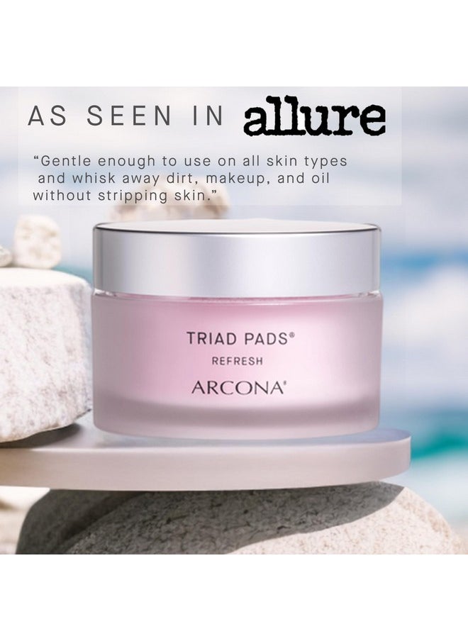ARCONA Triad Pads - Cold Processed Cranberry and Rice Toner, Brightening Toner Pads for Face, 45 Facial Toner Pads. Made in The USA.