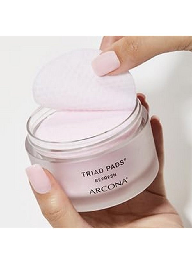 ARCONA Triad Pads - Cold Processed Cranberry and Rice Toner, Brightening Toner Pads for Face, 45 Facial Toner Pads. Made in The USA.