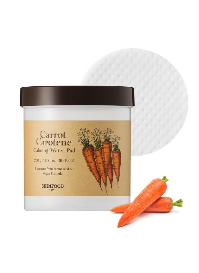SKINFOOD Carrot Carotene Calming Water Pad 250g (8.81 oz.) 60 Sheets- Redness Relief Soothing Facial Toner Pads for Sensitive Skin, Cruelty Free, Valentine Day Gift