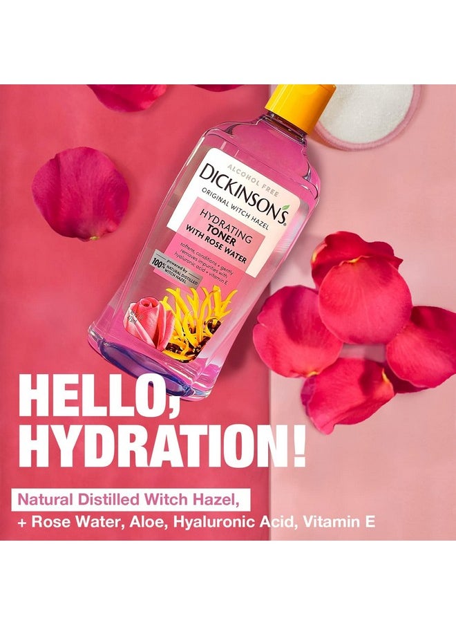 Dickinson's Enhanced Witch Hazel Hydrating Toner with Rosewater, Alcohol Free, 98% Natural Formula, 16 Fl Oz (Pack of 1)