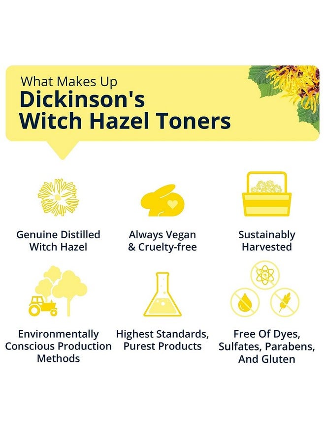 Dickinson's Enhanced Witch Hazel Hydrating Toner with Rosewater, Alcohol Free, 98% Natural Formula, 16 Fl Oz (Pack of 1)