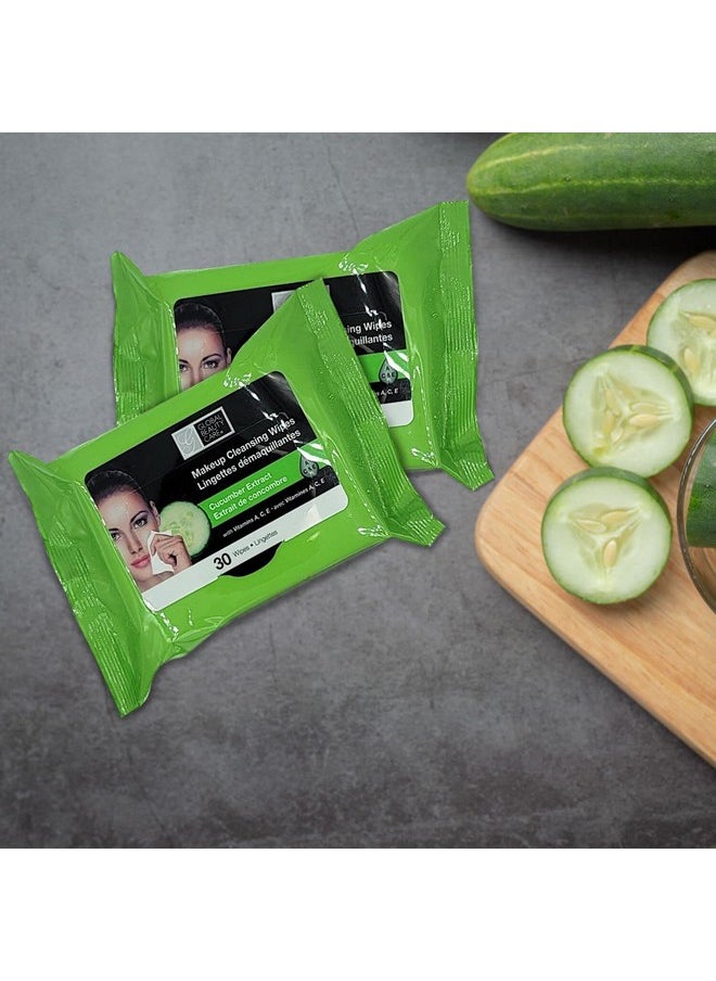Global Beauty Care Cleansing Makeup Removal Wipes Bulk - Great for travel toiletries - 120 Count (4-Pack) (Cucumber)