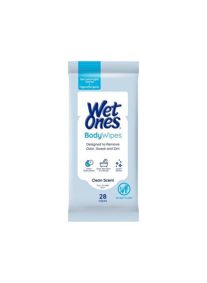 Wet Ones Body Wipes, Clean Scent Body Cleansing Wipes | Travel Size Wipes | 28 ct. (6 pack)