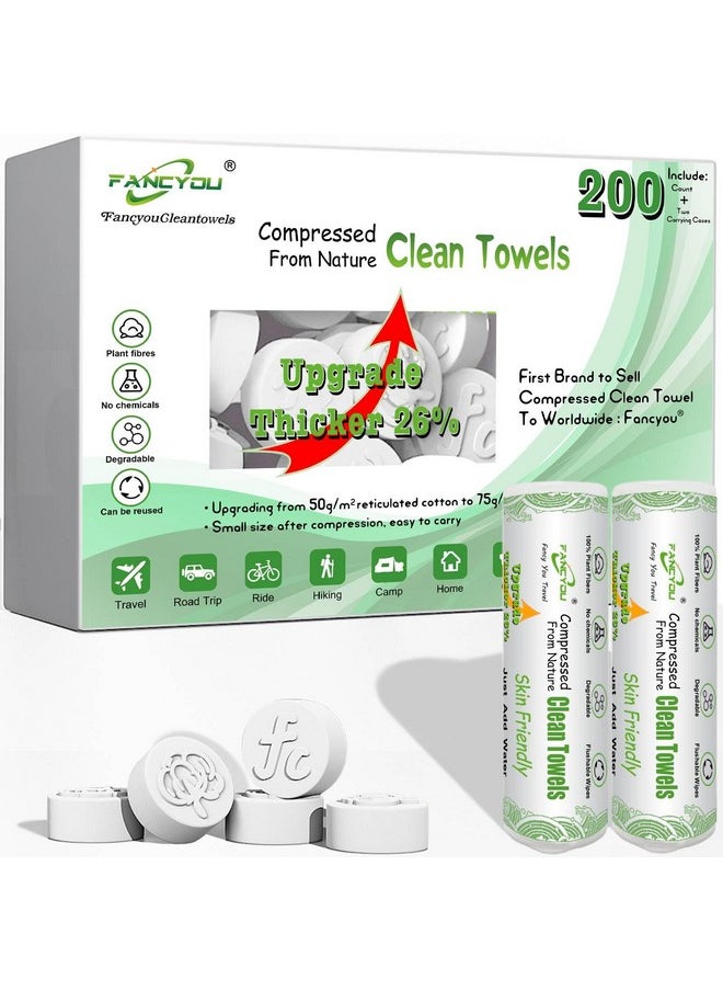 Fancyou Compressed Disposable Face Towel Kit, Thicken Facial Cleansing Cloths Towelettes,Compact Portable Wash Cotton Wipes Tablets Coin Tissues for Beauty Salon Personal Care Travel(200 PCS Green)
