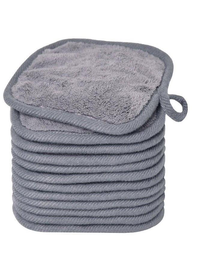 BloomSesame Makeup Remover Cloths for Face, Eye, Lips - Reusable Makeup Remover Pads Soft Microfiber Facial Cleansing Cloths 5 x 5inch 12 Pack (Gray)