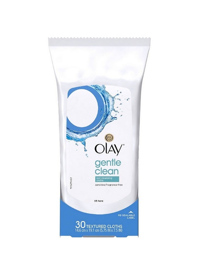 OLAY Wet Cleansing Cloths Gentle Clean, Sensitive/Fragrance-Free 30 Ea (Pack of 5)