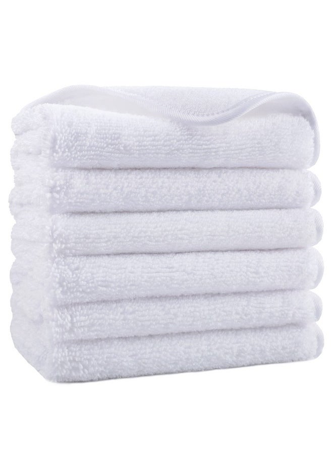 POLYTE Premium Lint Free Microfiber Washcloth Face Towel, 13 x 13 in, Set of 6 (White)