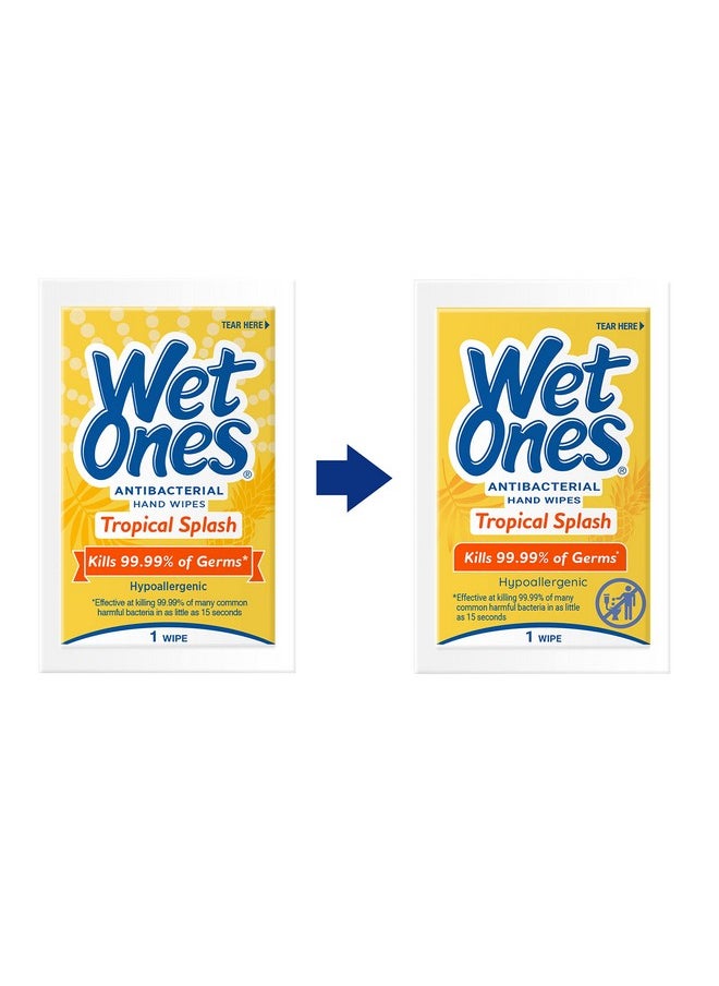 Wet Ones Antibacterial Hand Wipes Singles, Tropical Splash Wipes | Individual Wipes, Antibacterial Wipes, Hand Wipes Individually Wrapped | 24 ct. (6 pack)