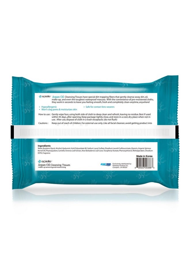 Epielle Argan Oil Makeup Remover Cleansing Wipes Tissue | Gentle for all Skin Types | Daily Facial Cleansing Towelettes | Removes Dirt, Oil, Makeup (Pack of 6)