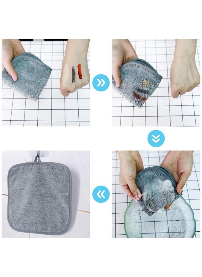Polyte Premium Hypoallergenic Microfiber Makeup Remover and Facial Cleansing Cloth, 8 x 8 in, 6 Pack (Gray,White)