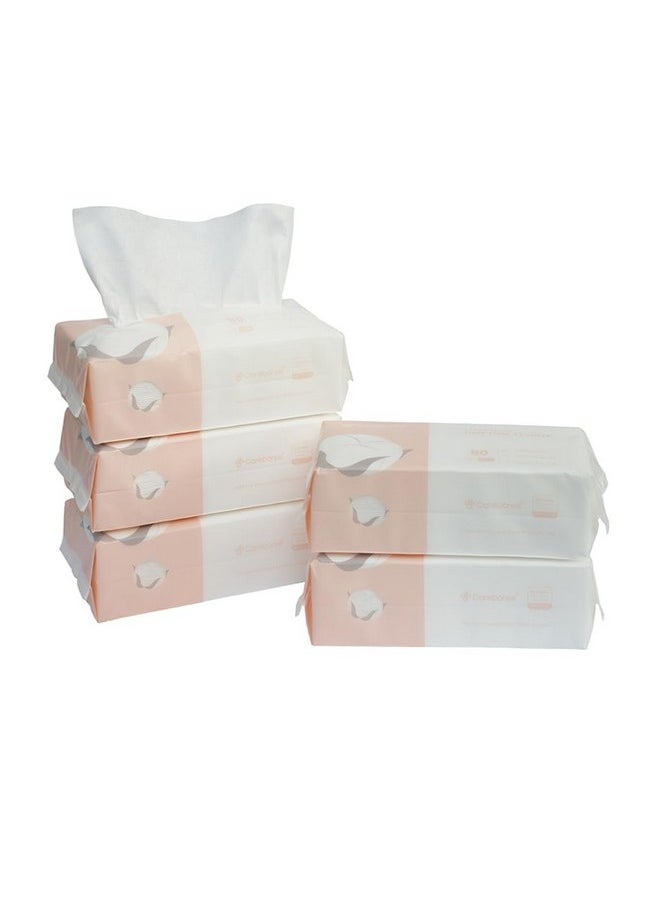 Careboree Extra Thick Dry Wipe, Disposable Face Drying Towel 100% Cotton, Lint-Free Cotton Tissues (5 Pack)