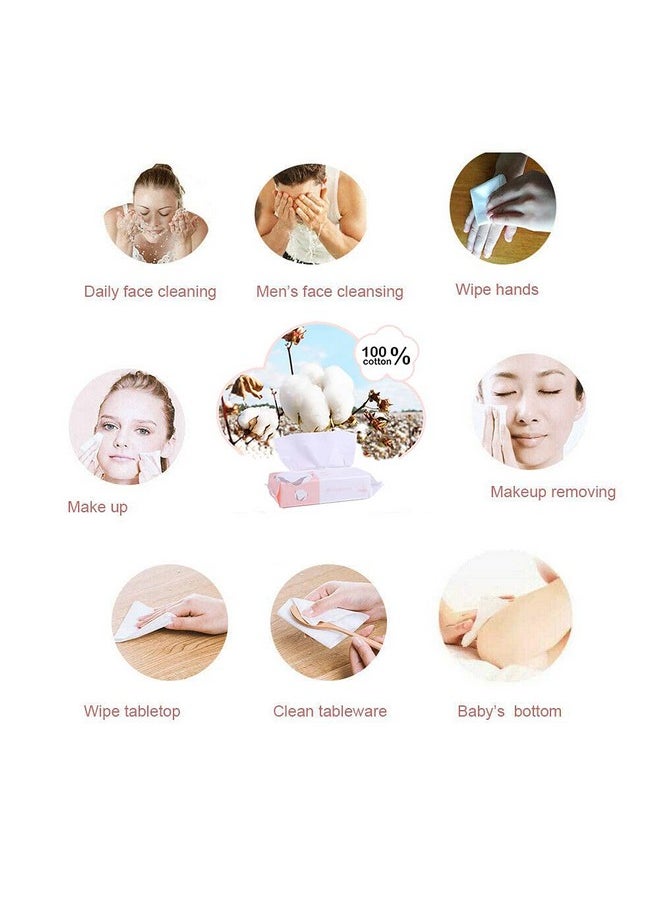 Careboree Extra Thick Dry Wipe, Disposable Face Drying Towel 100% Cotton, Lint-Free Cotton Tissues (5 Pack)