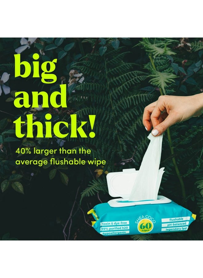 Goodwipes Flushable & Plant-Based Wipes with Botanicals | Dispenser for At-Home Use | Shea-Coco with Aloe Septic and Sewer Safe | 360 count (6 packs) - Biggest Adult Wipes