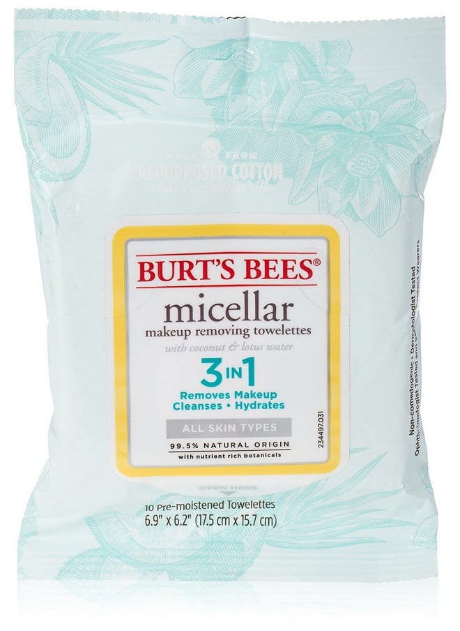 Burt's Bees Burts Bees Micellar Makeup Removing Towelettes - Coconut & Lotus Water, 10 Count (Pack of 1)