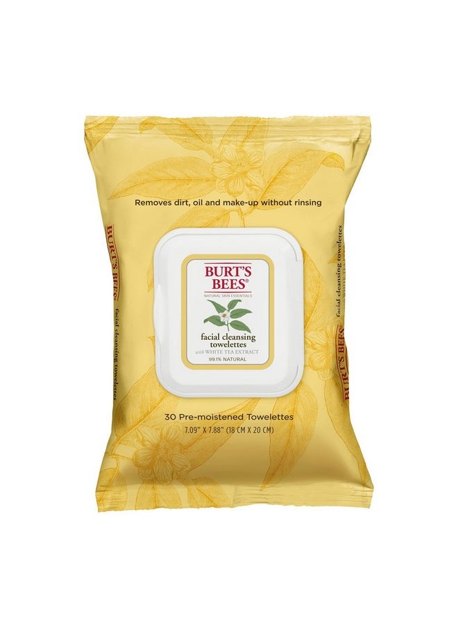 Burt's Bees Sensitive Facial Cleansing Towelettes with White Tea Extract - 30 Count (Pack of 2)