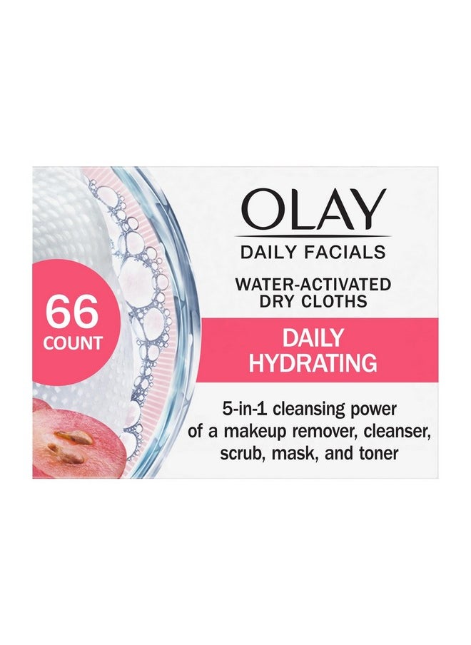 Olay Daily Facials, Daily Clean Makeup Removing Facial Cleansing Wipes, 5-in-1 Water Activated Cloths, Exfoliates, Tones and Hydrates Skin, 66 count