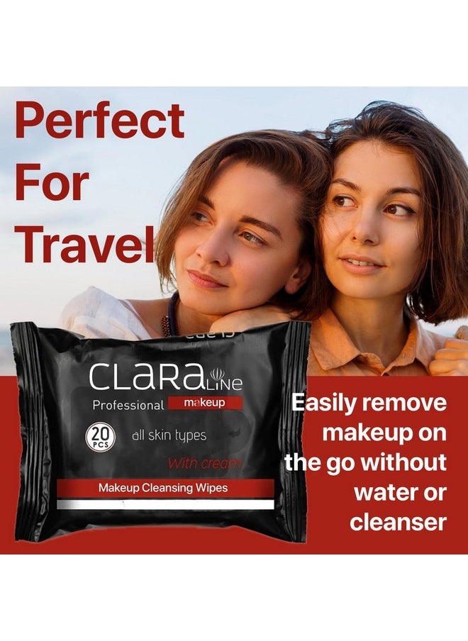 Makeup remover wipes, cleansing wipes infused with vitamin E, alcohol-free, 20 pcs