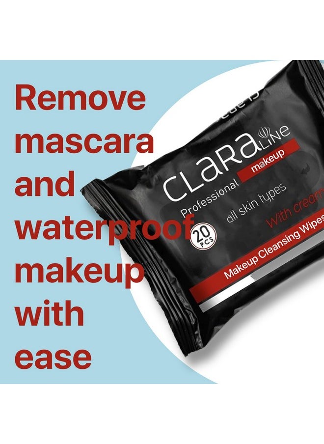 Makeup remover wipes, cleansing wipes infused with vitamin E, alcohol-free, 20 pcs