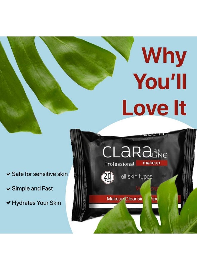 Makeup remover wipes, cleansing wipes infused with vitamin E, alcohol-free, 20 pcs