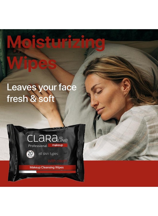 Makeup remover wipes, cleansing wipes infused with vitamin E, alcohol-free, 20 pcs