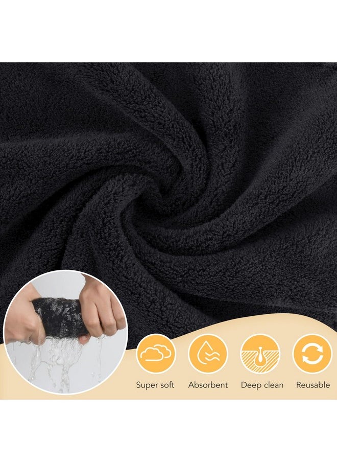SUNLAND Microfiber Face Cloth Reusable Makeup Remover Facial Cleansing Towel Ultra Soft Face Washcloth 12inchx12inch 12 Pack Black