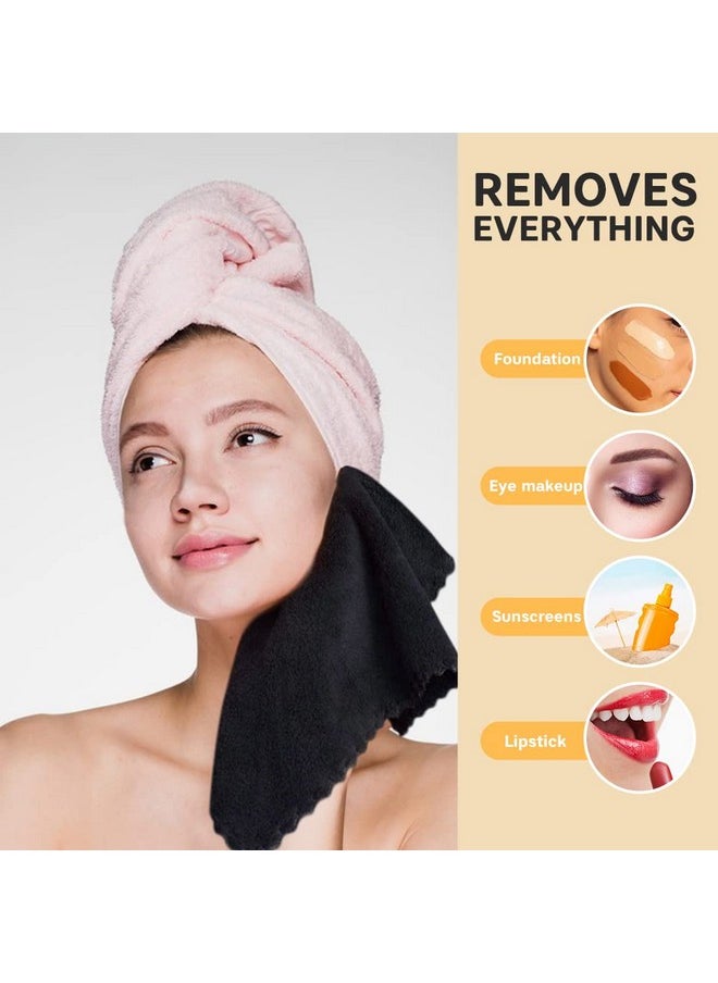 SUNLAND Microfiber Face Cloth Reusable Makeup Remover Facial Cleansing Towel Ultra Soft Face Washcloth 12inchx12inch 12 Pack Black