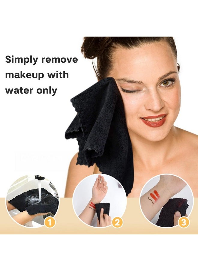 SUNLAND Microfiber Face Cloth Reusable Makeup Remover Facial Cleansing Towel Ultra Soft Face Washcloth 12inchx12inch 12 Pack Black