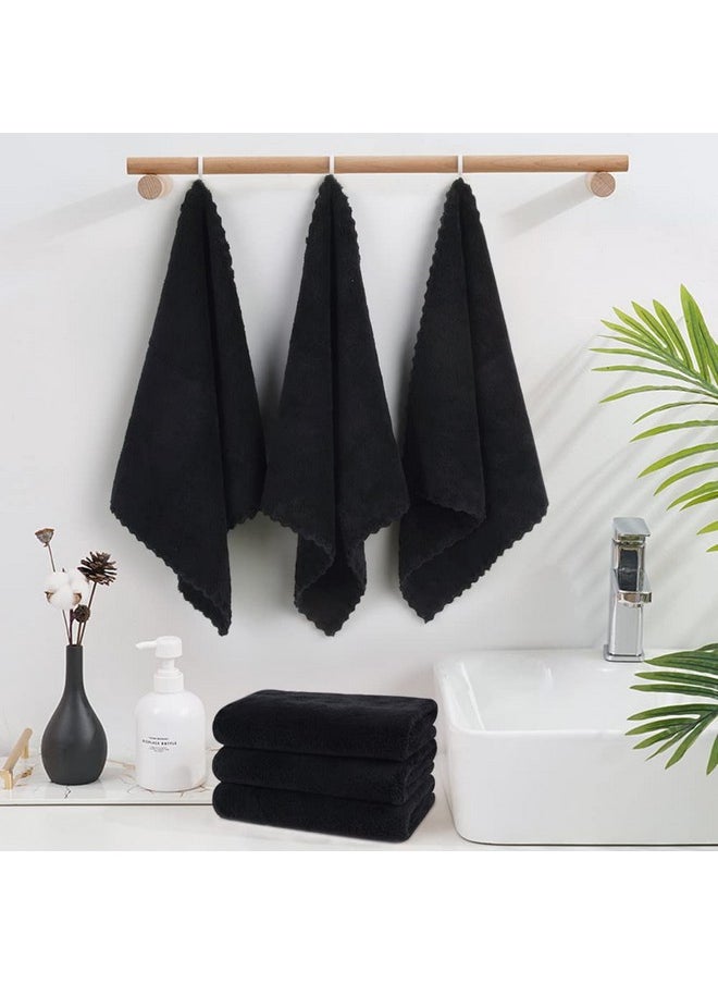 SUNLAND Microfiber Face Cloth Reusable Makeup Remover Facial Cleansing Towel Ultra Soft Face Washcloth 12inchx12inch 12 Pack Black
