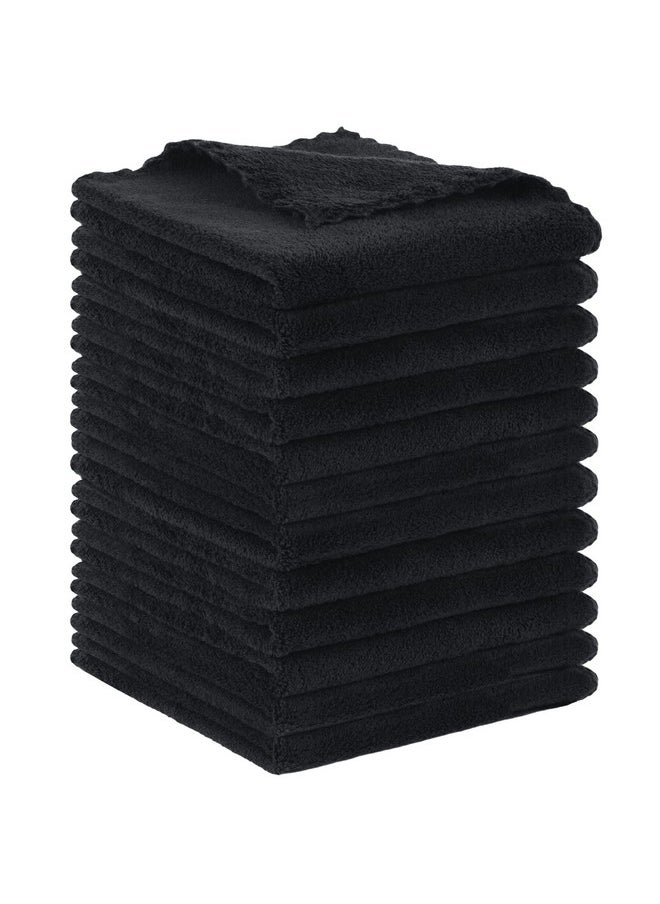 SUNLAND Microfiber Face Cloth Reusable Makeup Remover Facial Cleansing Towel Ultra Soft Face Washcloth 12inchx12inch 12 Pack Black
