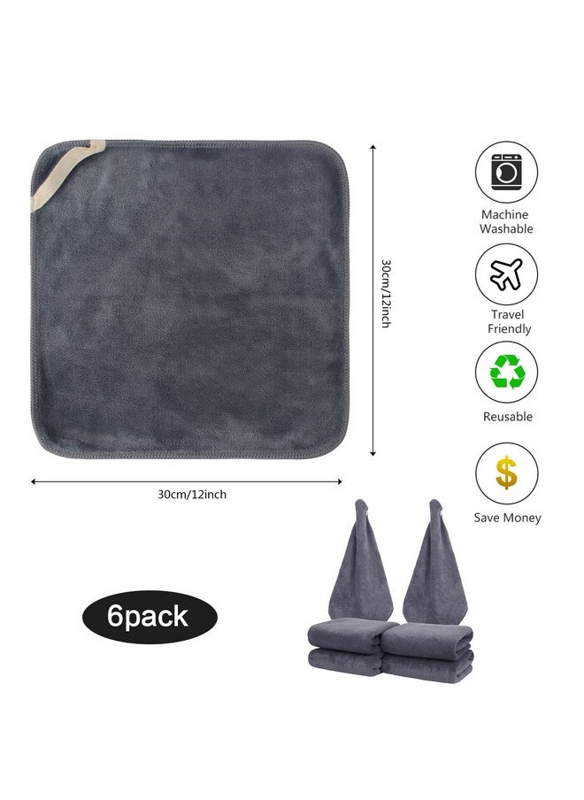 SINLAND Microfiber Facial Cloths Fast Drying Washcloth 12inch x 12inch Grey 6 pack …