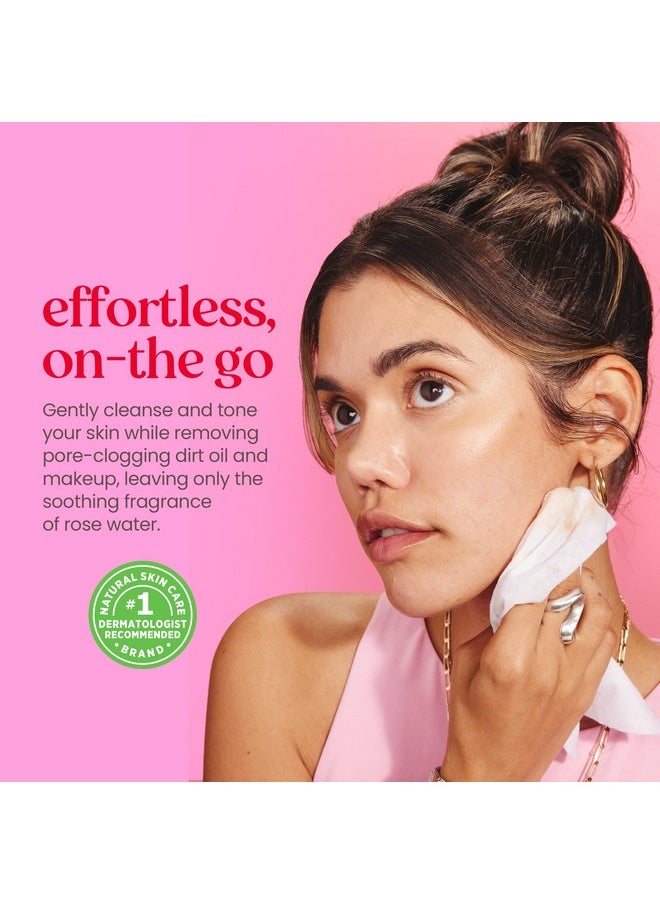 Burt's Bees Stocking Stuffers, Rose Water Face Wipes, for All Skin Types, Hydrating Micellar Makeup Remover & Facial Cleansing Towelettes, Skin Care Christmas Gifts, 30 Ct (3-Pack)