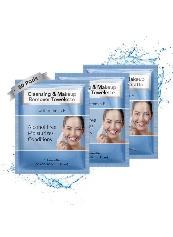 Diamond Wipes Makeup Remover Wipes, Alcohol Free Facial Cleansing Wipes with Vitamin E, Case of 50 Face Wipes