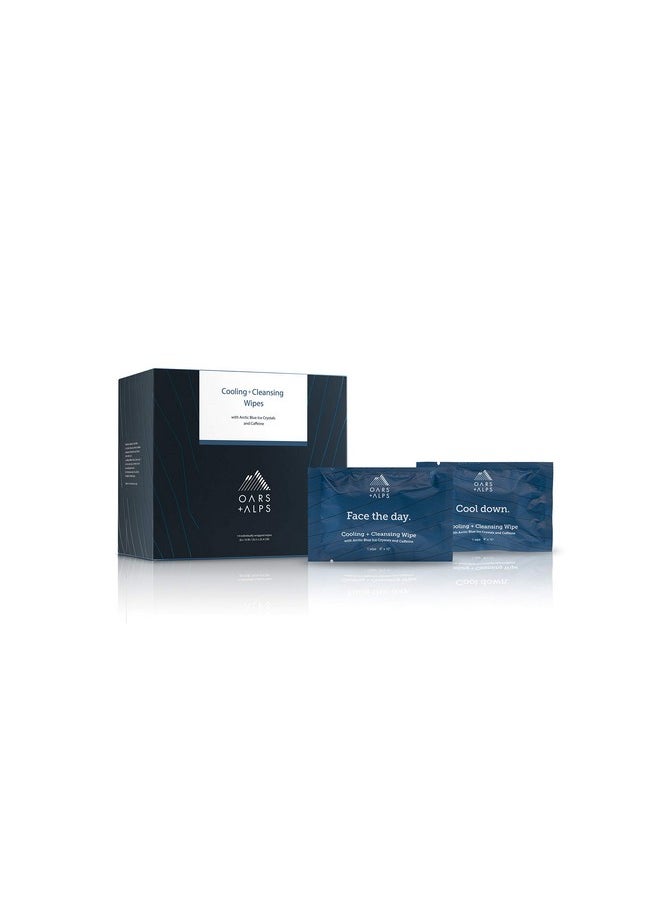 Oars + Alps Face and Body Wipes, Dermatologist Tested Skin Care Infused with Caffeine and Menthol, TSA Approved, 14 Wipes Total