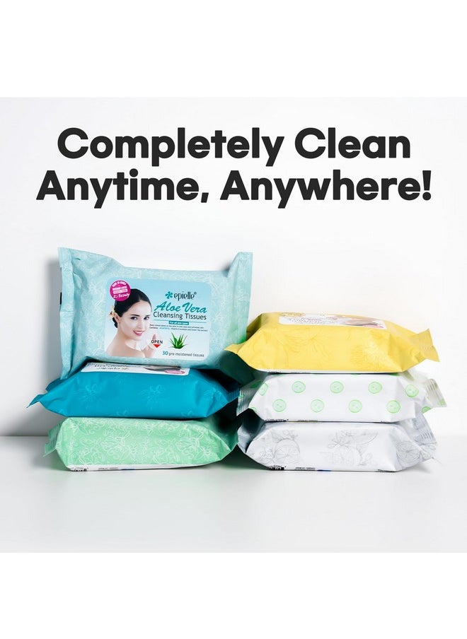 Epielle OG Makeup Remover Cleansing Wipes Tissue | Gentle for all Skin Types | Daily Facial Cleansing Towelettes | Removes Dirt, Oil, Makeup | Nicely Scented | 30 Count | Assorted 6 Pack