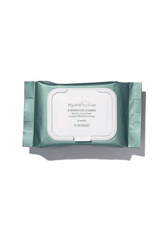 HydroPeptide HydroActive Cleanse, Micellar Facial Cloths, Gently Cleanses Skin, Hydrating and Nourishing, 30 Count