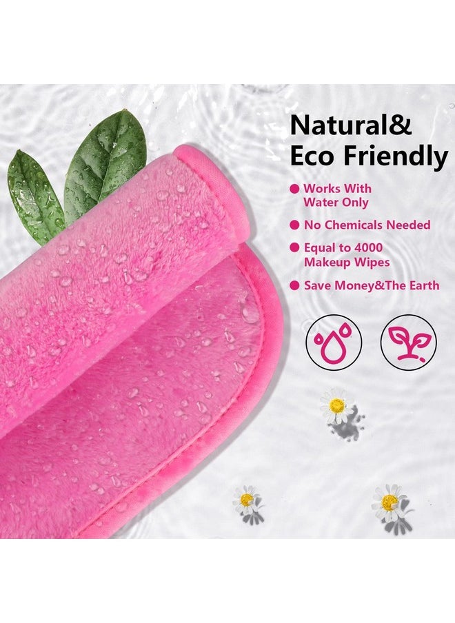 Orighty Makeup Remover Cloths Pack of 4, Reusable Microfiber Facial Cleansing Cloths, Remove Instantly Dirt, Makeup&Waterproof Mascara with Just Water, 15.5 x 7.5 in, Blue/Purple/Black/Pink