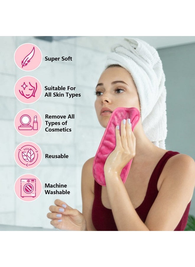 Orighty Makeup Remover Cloths Pack of 4, Reusable Microfiber Facial Cleansing Cloths, Remove Instantly Dirt, Makeup&Waterproof Mascara with Just Water, 15.5 x 7.5 in, Blue/Purple/Black/Pink