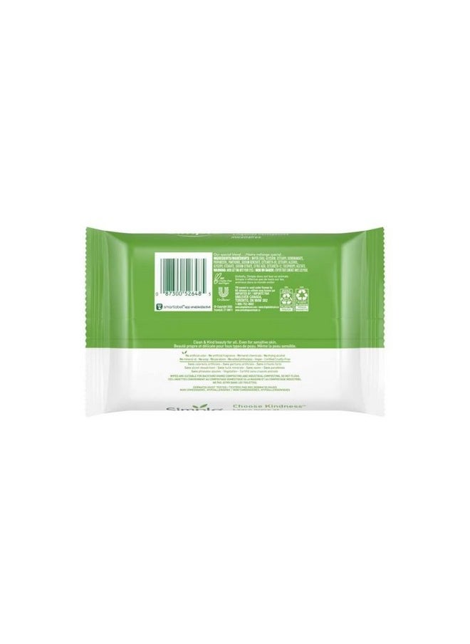 Simple Kind to Skin Cleansing Wipes Micellar 4 Count Gentle and Effective Makeup Remover Free From Color and Dye, Artificial Perfume and Harsh Chemicals 25 Wipes