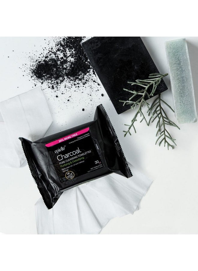 Epielle Charcoal Makeup Remover Wipes | Soft & Gentle for All Skin Types | Removes Dirt, Oil, Waterproof Makeup | 6 Pack | Korean Skincare