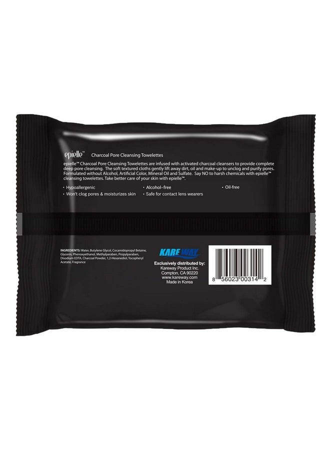 Epielle Charcoal Makeup Remover Wipes | Soft & Gentle for All Skin Types | Removes Dirt, Oil, Waterproof Makeup | 6 Pack | Korean Skincare