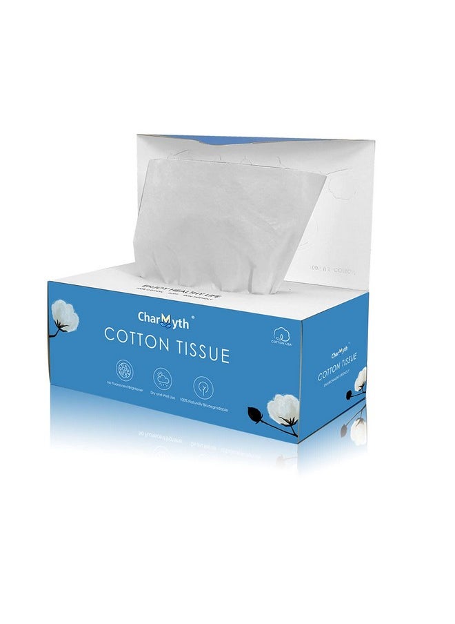 Charmyth Extra Thick Disposable Face Towel, Disposable Makeup Removing Wipes, 100% USA Cotton and 100% Organic & Cruelty Free, Lint-Free Cotton Tissues for Sensitive Skin 1 Count (Pack of 100)