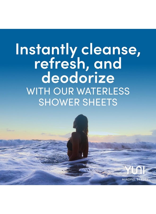 YUNI Beauty Large Body Wipes, Peppermint Citrus, 12 Count, Compostable, Biodegradable, No Rinse Body Cleanser, On-the-Go Shower Alternative