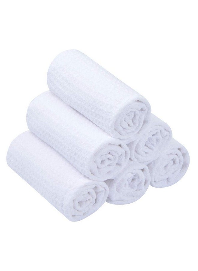 SINLAND Waffle Washcloths Microfiber Facial Cloths Soft Makeup Remover Cloths Ultra-thin Quick-drying Exfoliating 6 Pack White